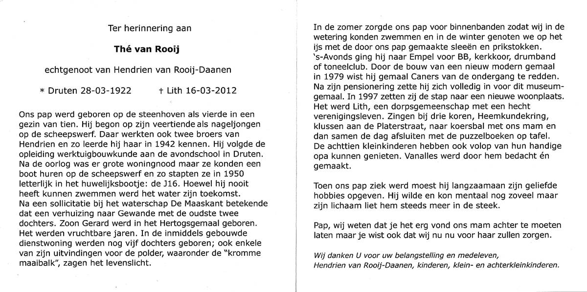 Kees van Rooij bidprentje
